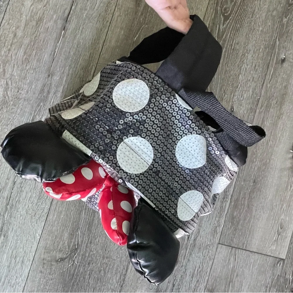 Disney Parks Minnie Mouse Sequin Backpack 3D padded ears Red & white bow
